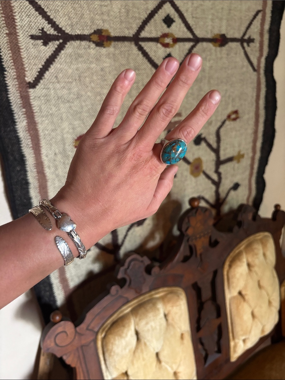 Sterling Silver / Real Turquoise Mixed Stone - SZ 7